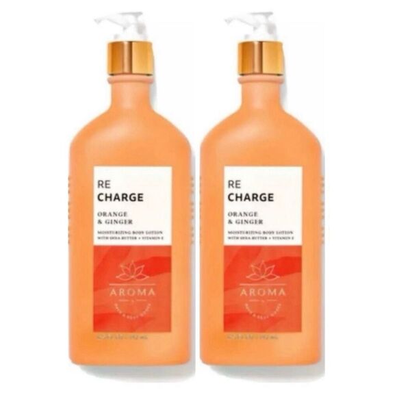 NWT 2 Bath & Body Works Aromatherapy RE CHARGE Orange & Ginger Body Lotion 6.5Oz - Picture 1 of 12